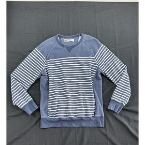 Levis Mens Blue White Striped Crewneck Sweatshirt Raglan Standard Fit Large